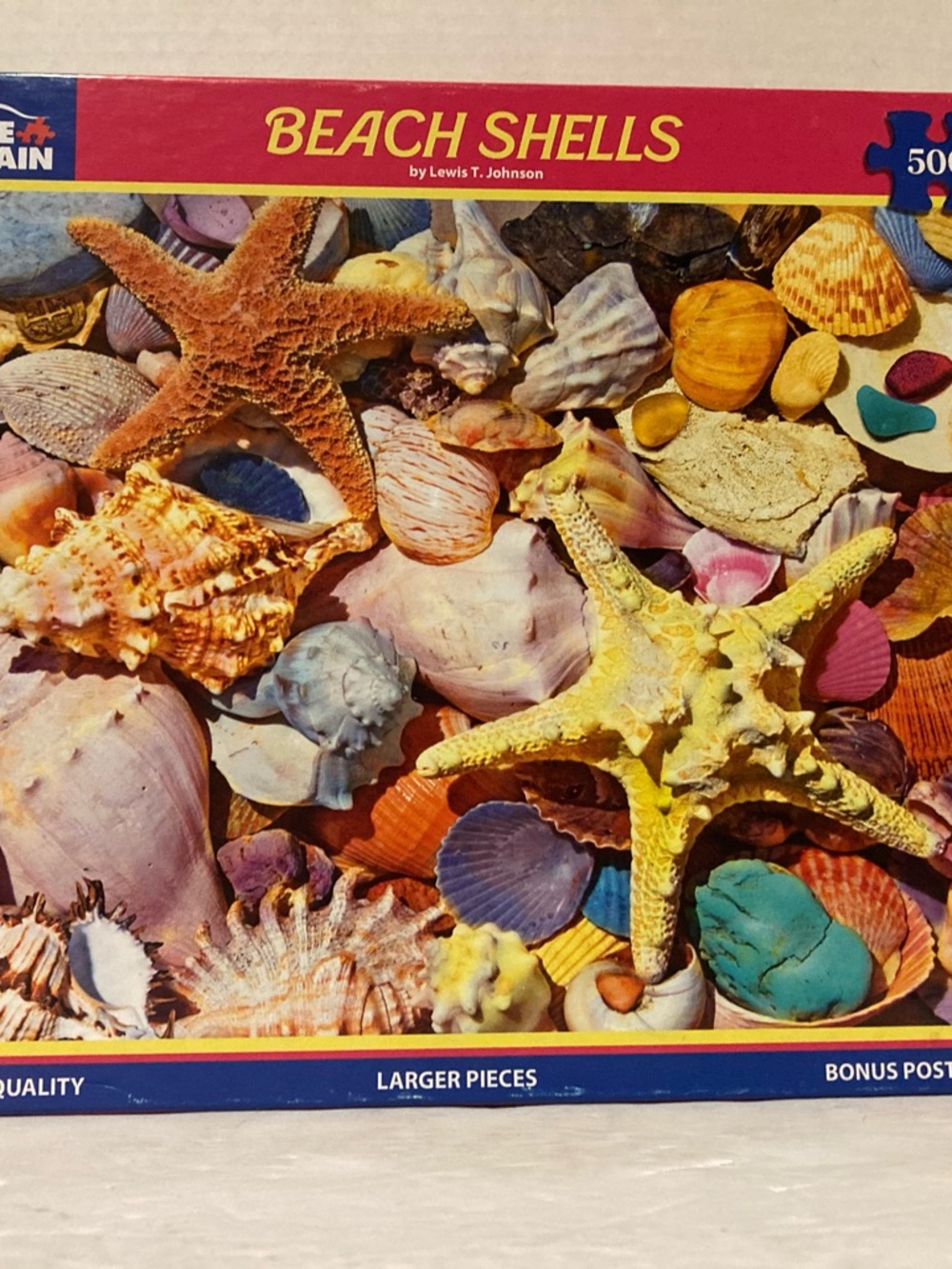 White Mountain Puzzles Beach Shells  500 Larger Piece Jigsaw Puzzle Complete